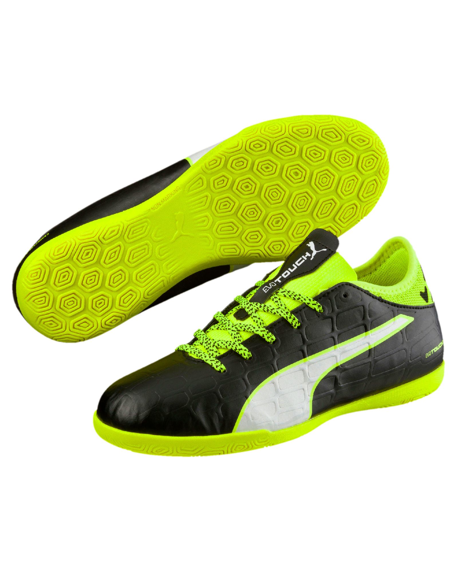 Zapatillas de fútbol sala Puma evoTOUCH 4.3 IT Junior Negro Amarillo - Fútbol Factory