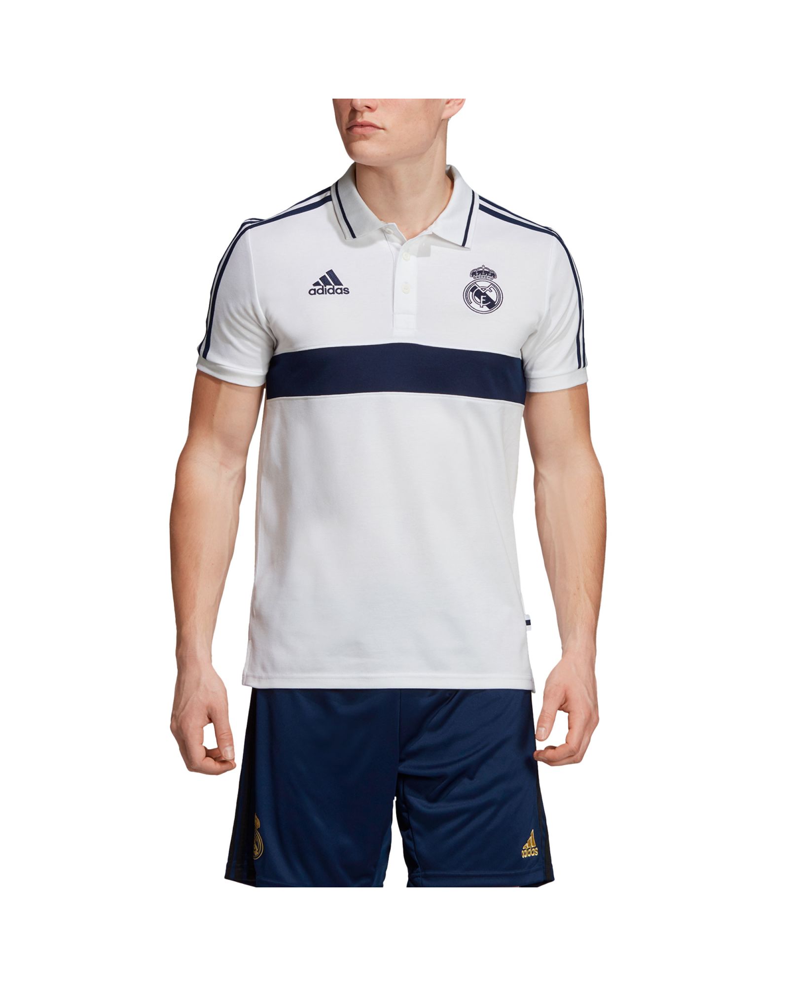 Polo de Paseo Real Madrid 2019/2020 Blanco Marino - Fútbol Factory