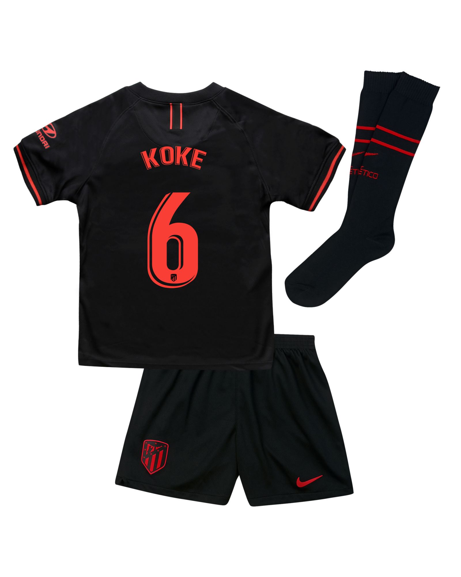 Conjunto 2ª Atlético de Madrid 2019/2020 Infantil Negro Koke - Fútbol Factory