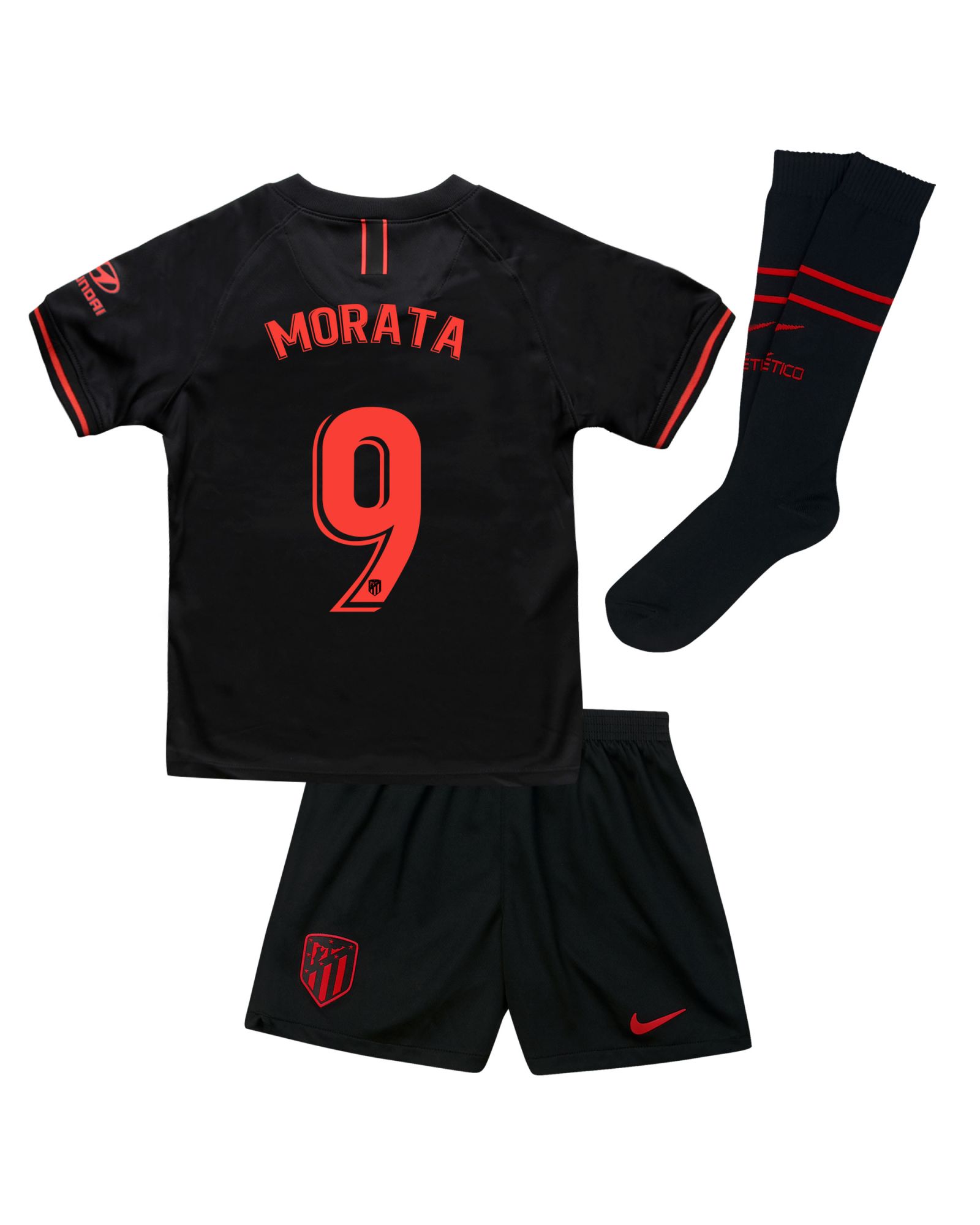 Conjunto 2ª Atlético de Madrid 2019/2020 Infantil Negro Morata - Fútbol Factory