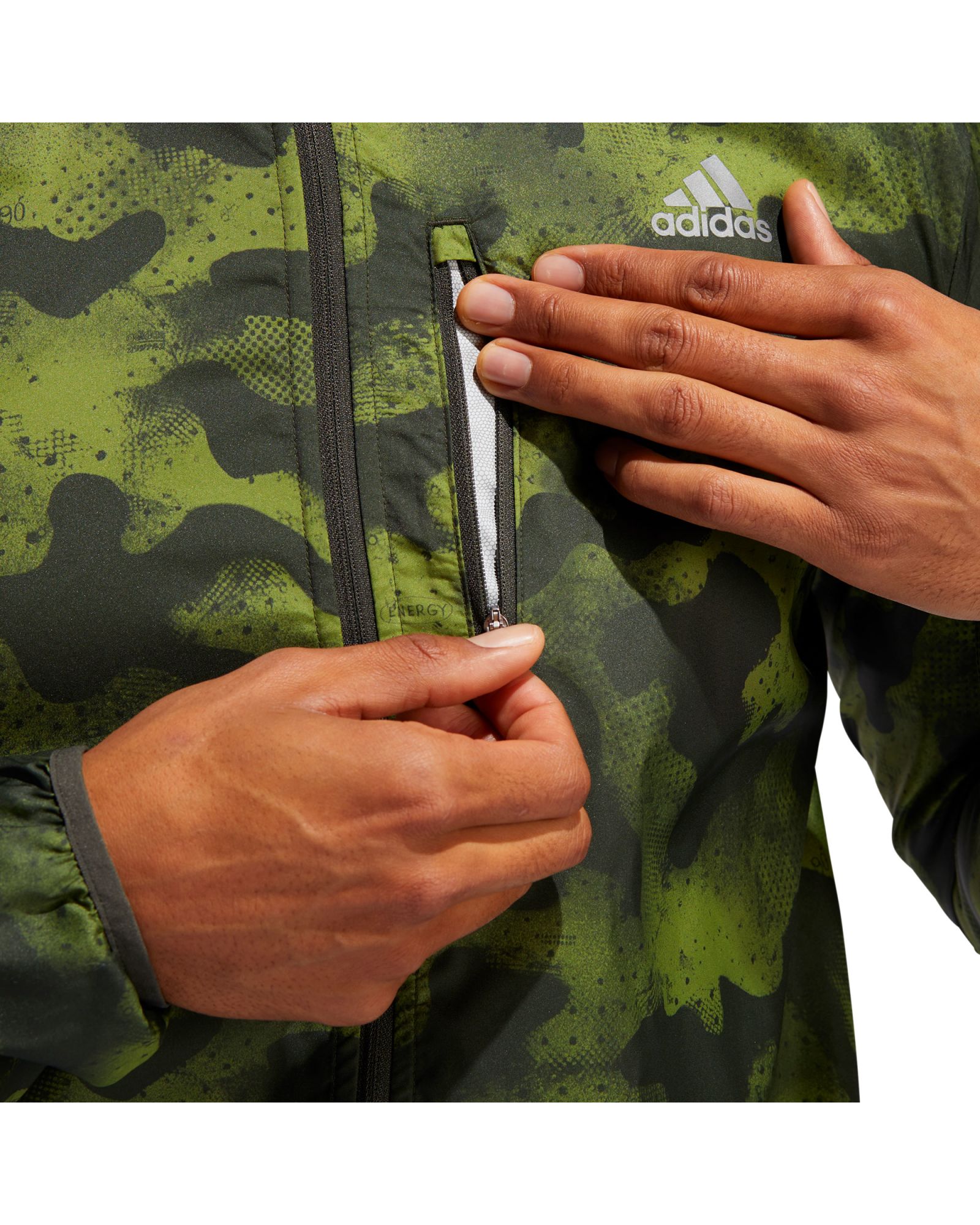 Chaqueta con Capucha de Running Own The Run Verde Camo - Fútbol Factory