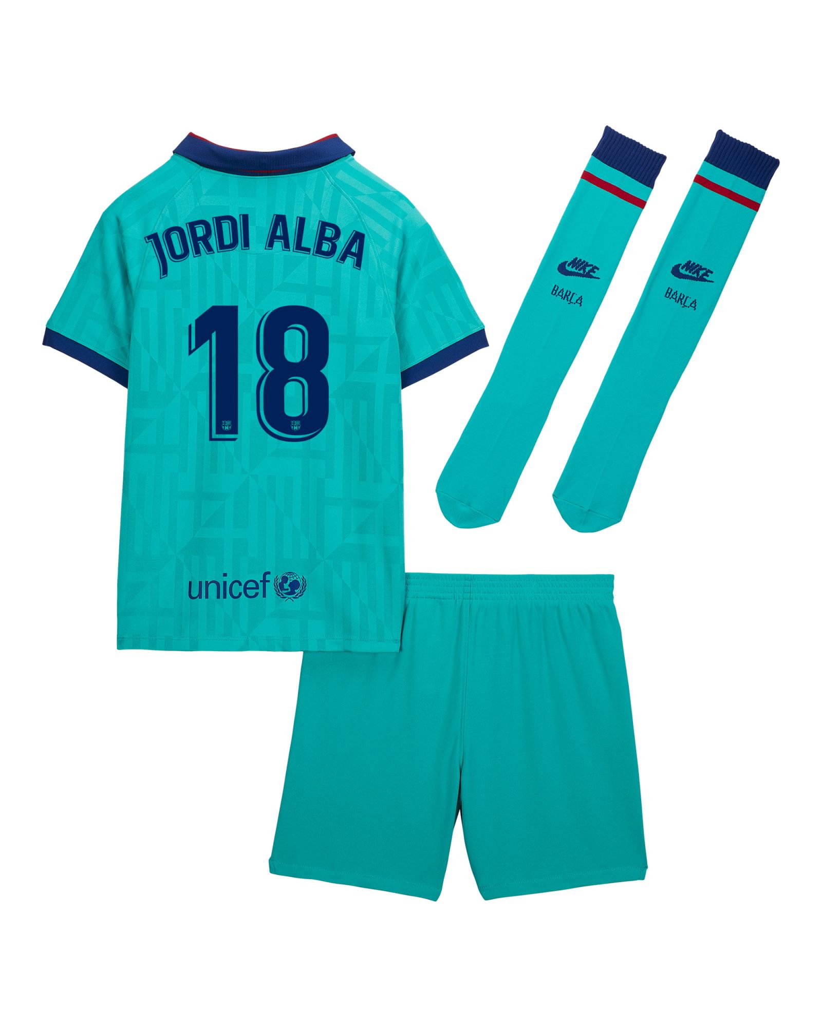 Conjunto 3ª FC Barcelona 2019/2020 Infantil Verde Jordi Alba - Fútbol Factory