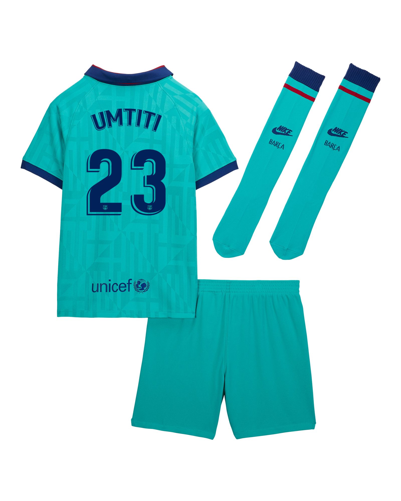 Conjunto 3ª FC Barcelona 2019/2020 Infantil Verde Umtiti - Fútbol Factory