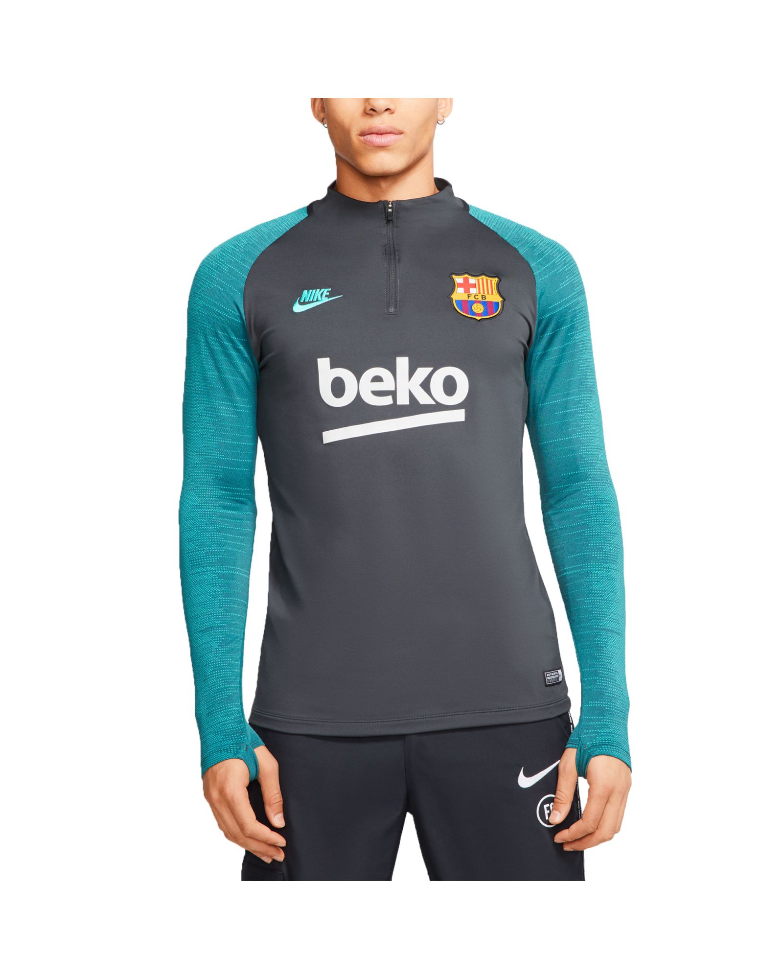 Sudadera de Training FC Barcelona 2019/2020 Dri-FIT Strike Gris Verde - Fútbol Factory