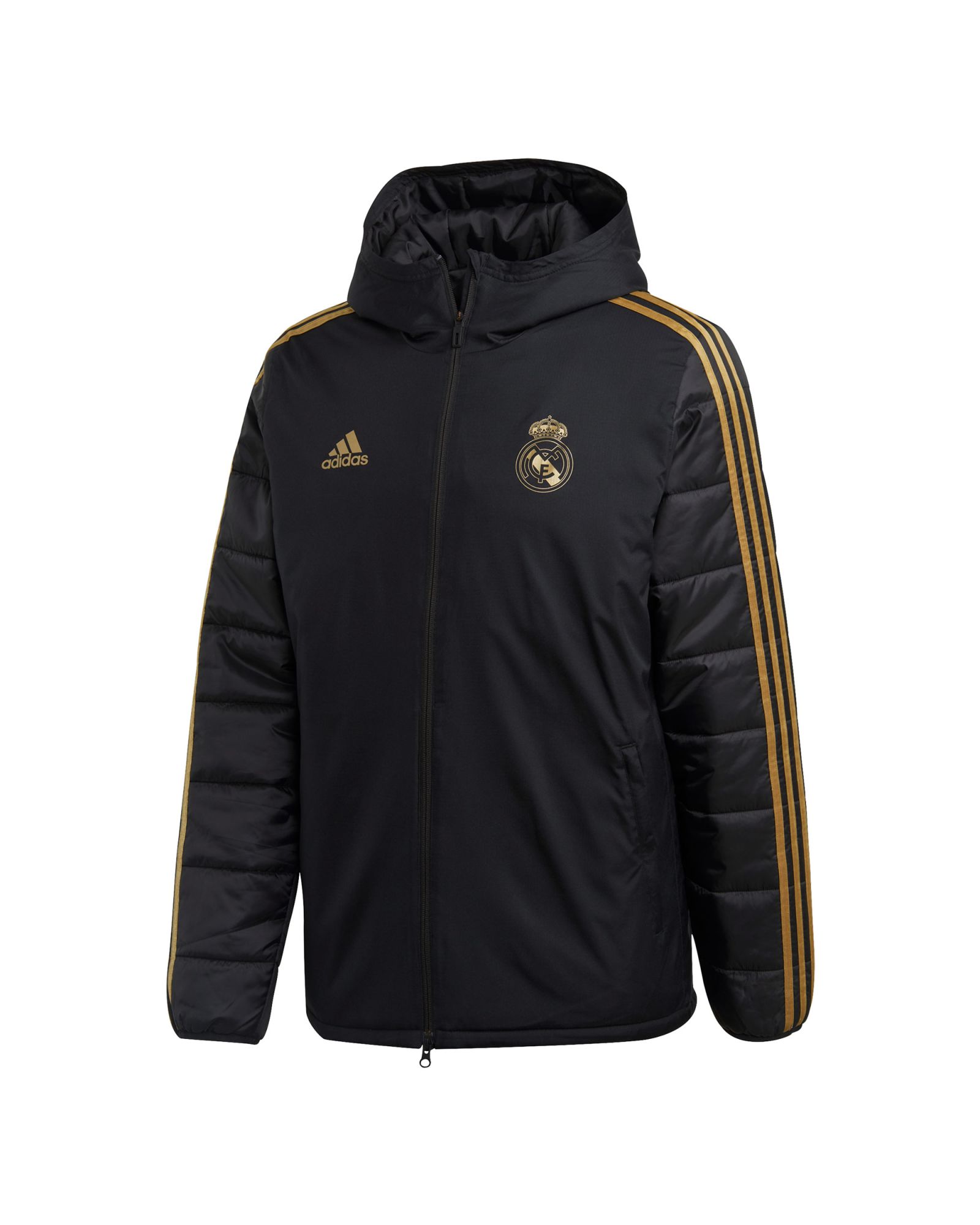 Abrigo Real Madrid 2019/2020 Negro Oro - Fútbol Factory