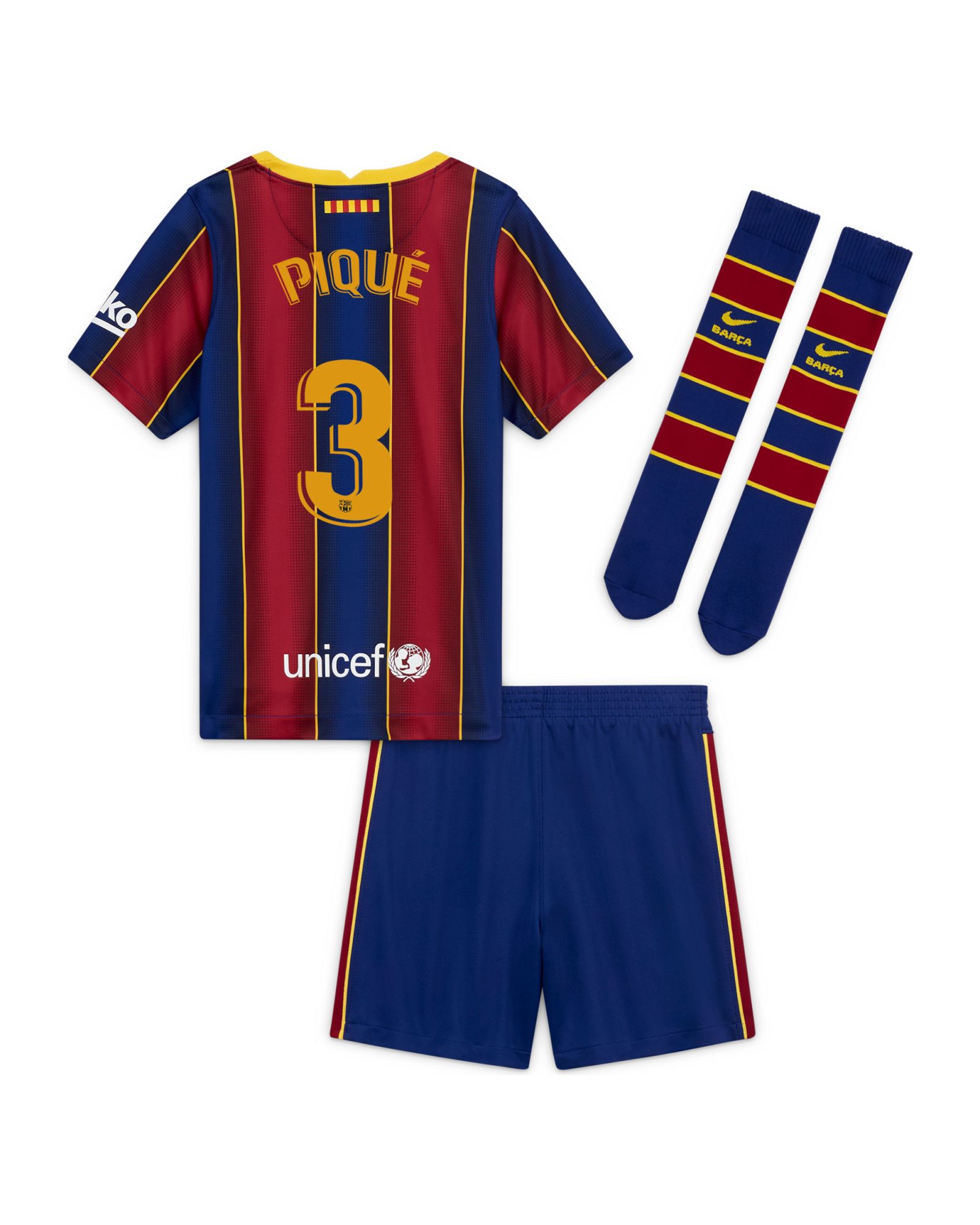Conjunto 1ª FC Barcelona 2020/2021 Infantil  Piqué - Fútbol Factory