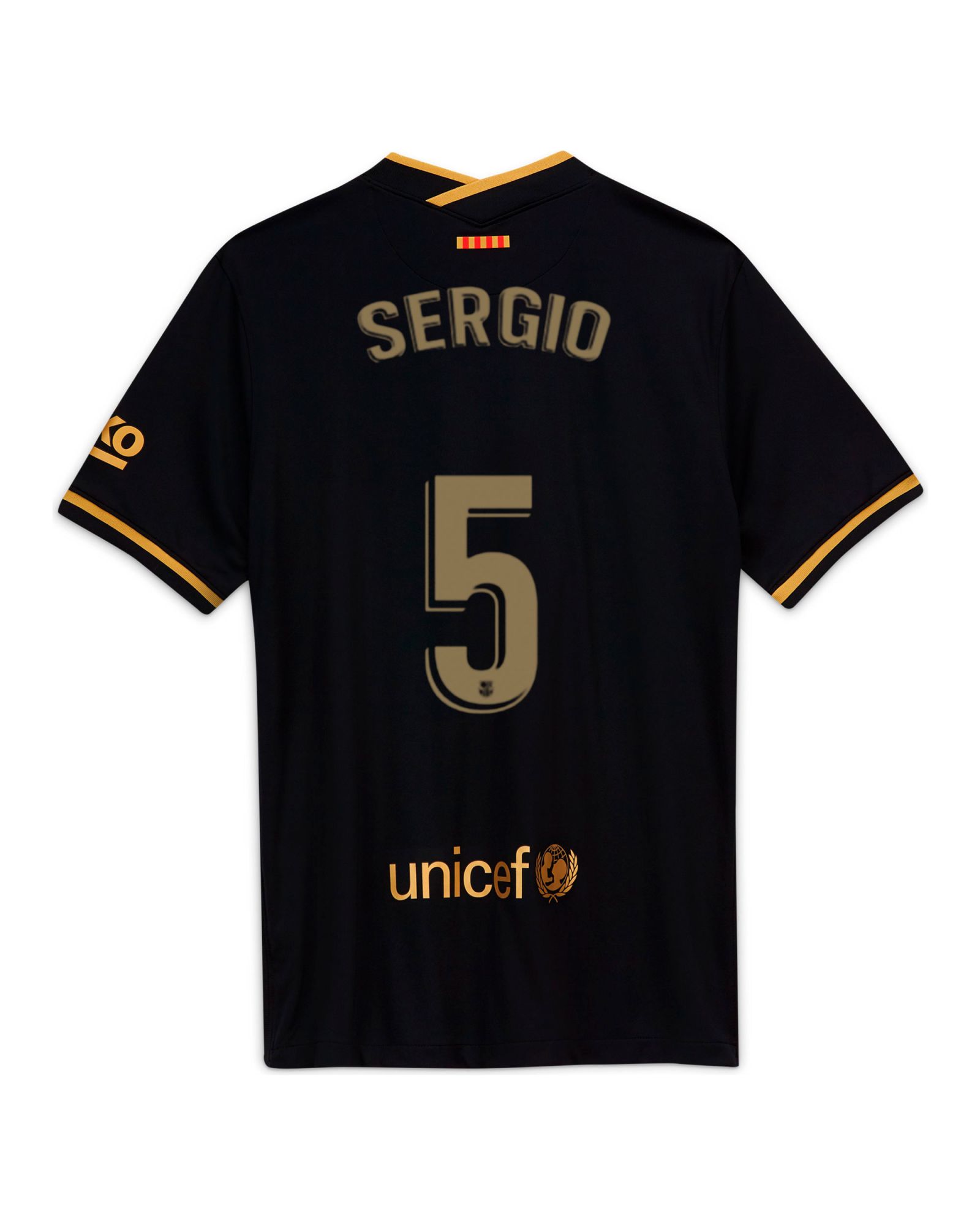 Camiseta 2ª FC Barcelona 2020/2021 Negro Oro Sergio - Fútbol Factory