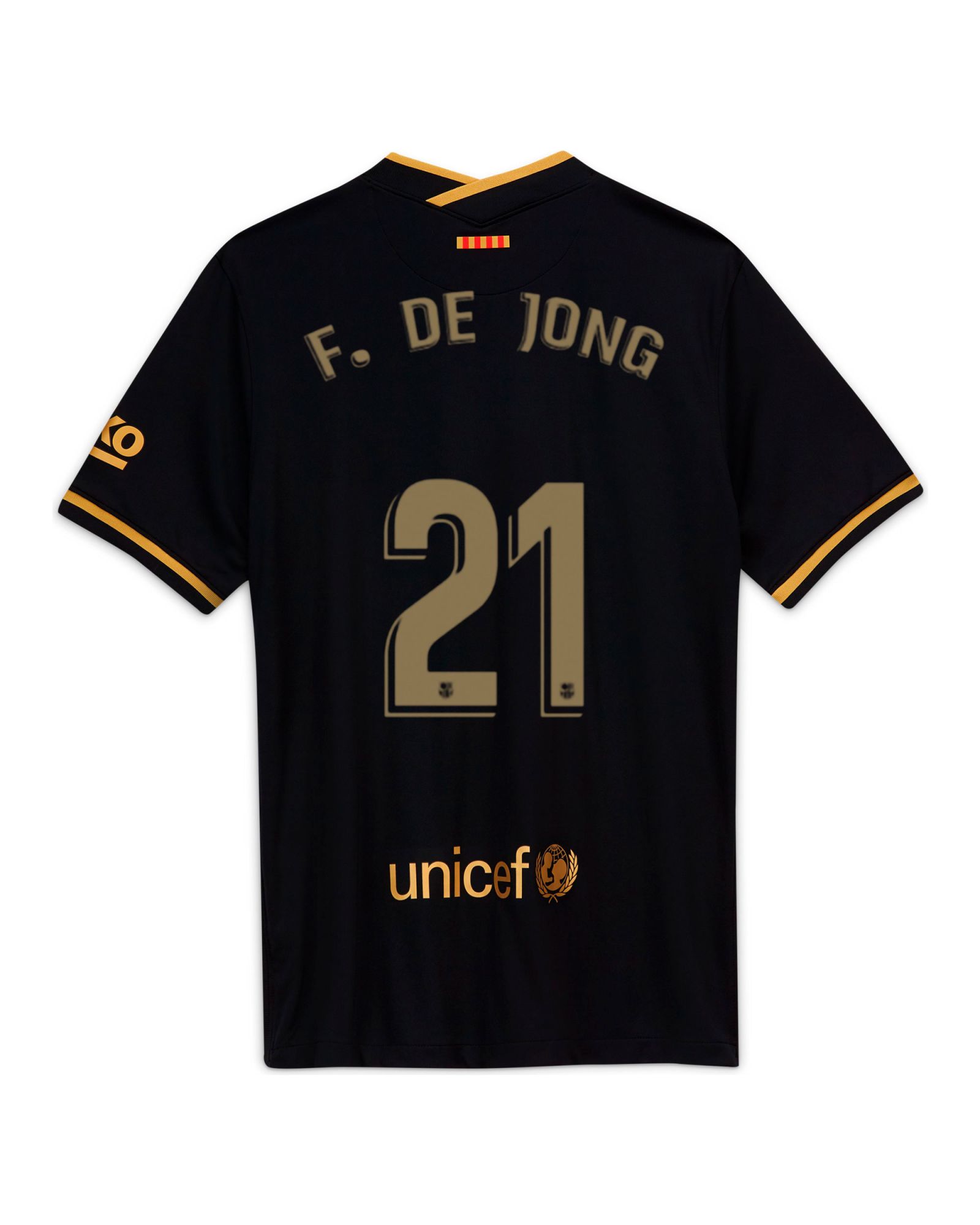 Camiseta 2ª FC Barcelona 2020/2021 Negro Oro F. De Jong - Fútbol Factory