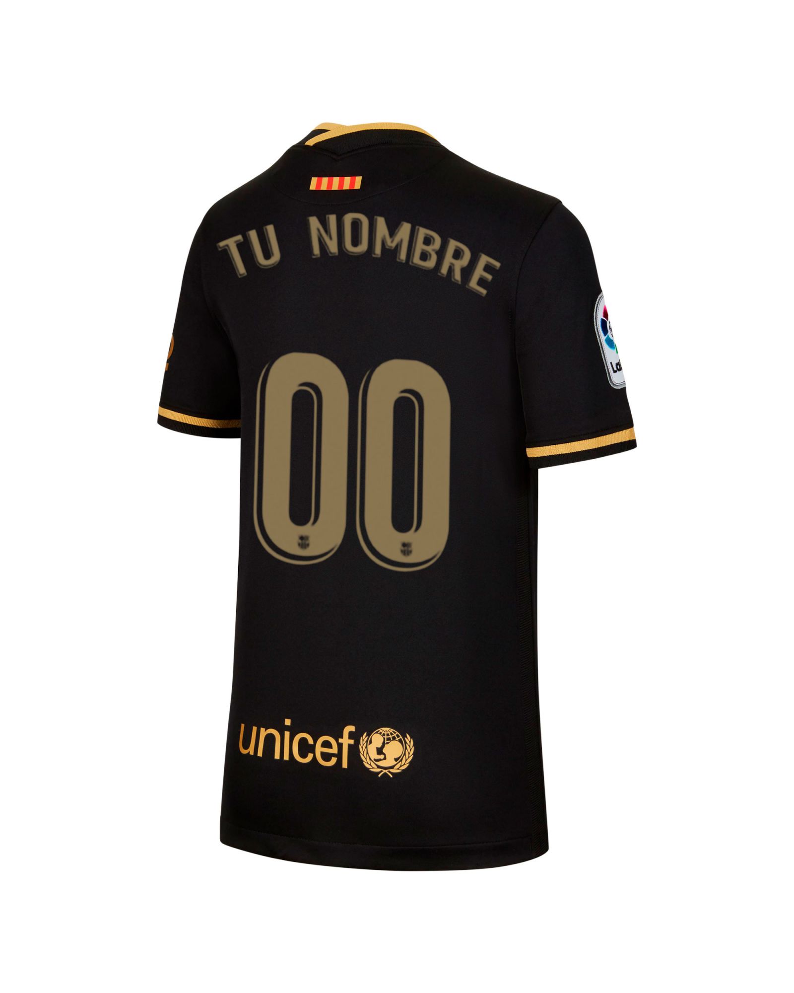 Camiseta 2ª FC Barcelona 2020/2021 Junior Negro Oro Personalizado - Fútbol Factory