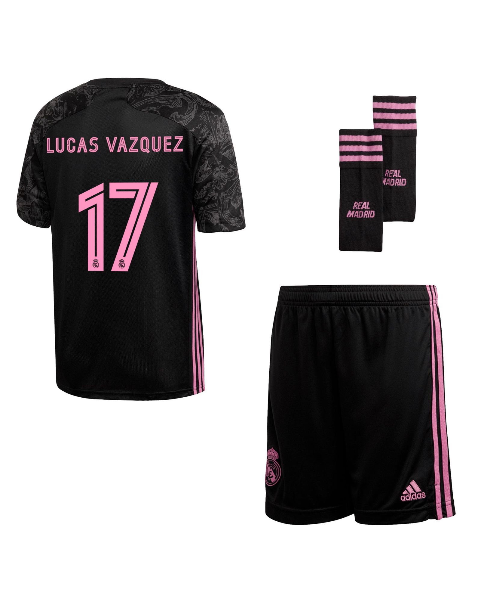 Conjunto 3ª Real Madrid 2020/2021 Junior Negro Lucas Vázquez - Fútbol Factory