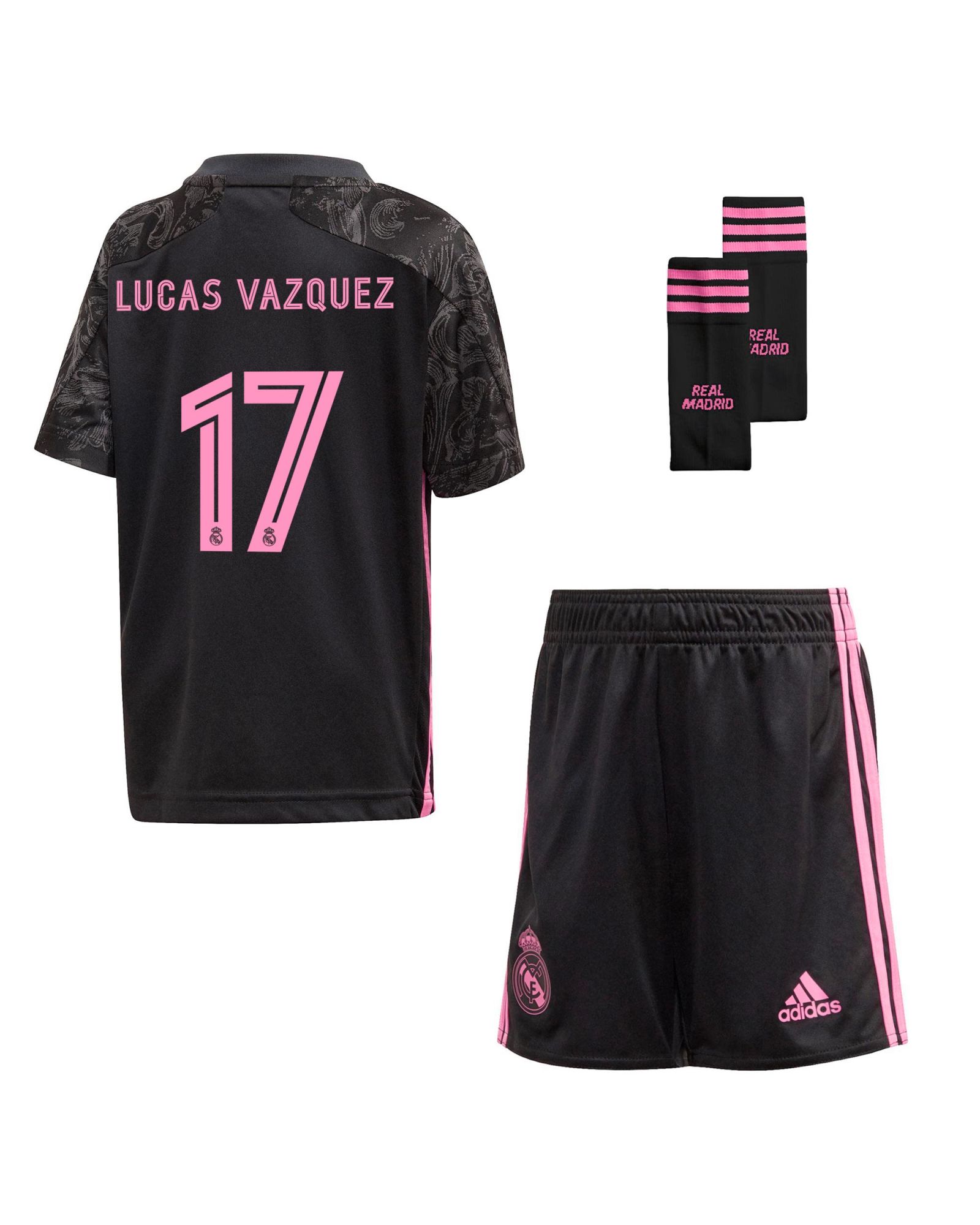 Conjunto 3ª Real Madrid 2020/2021 Infantil Negro Lucas Vázquez - Fútbol Factory