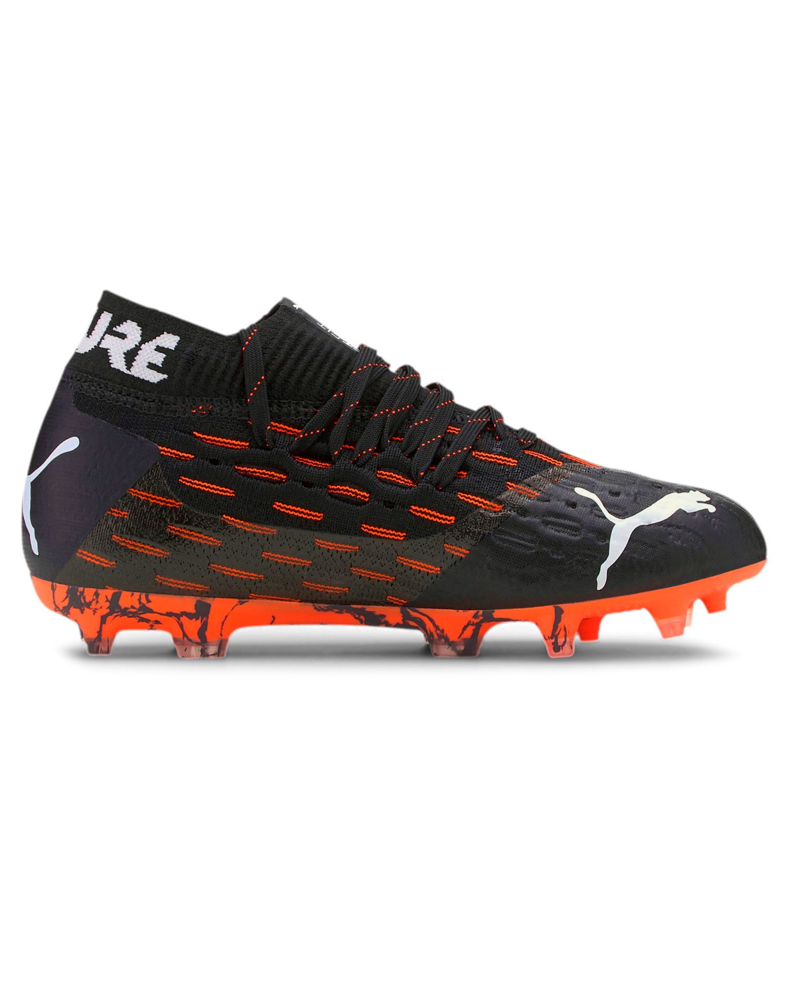 Botas de fútbol Puma Future 6.1 NETFIT FG/AG Junior Negro Naranja - Fútbol Factory