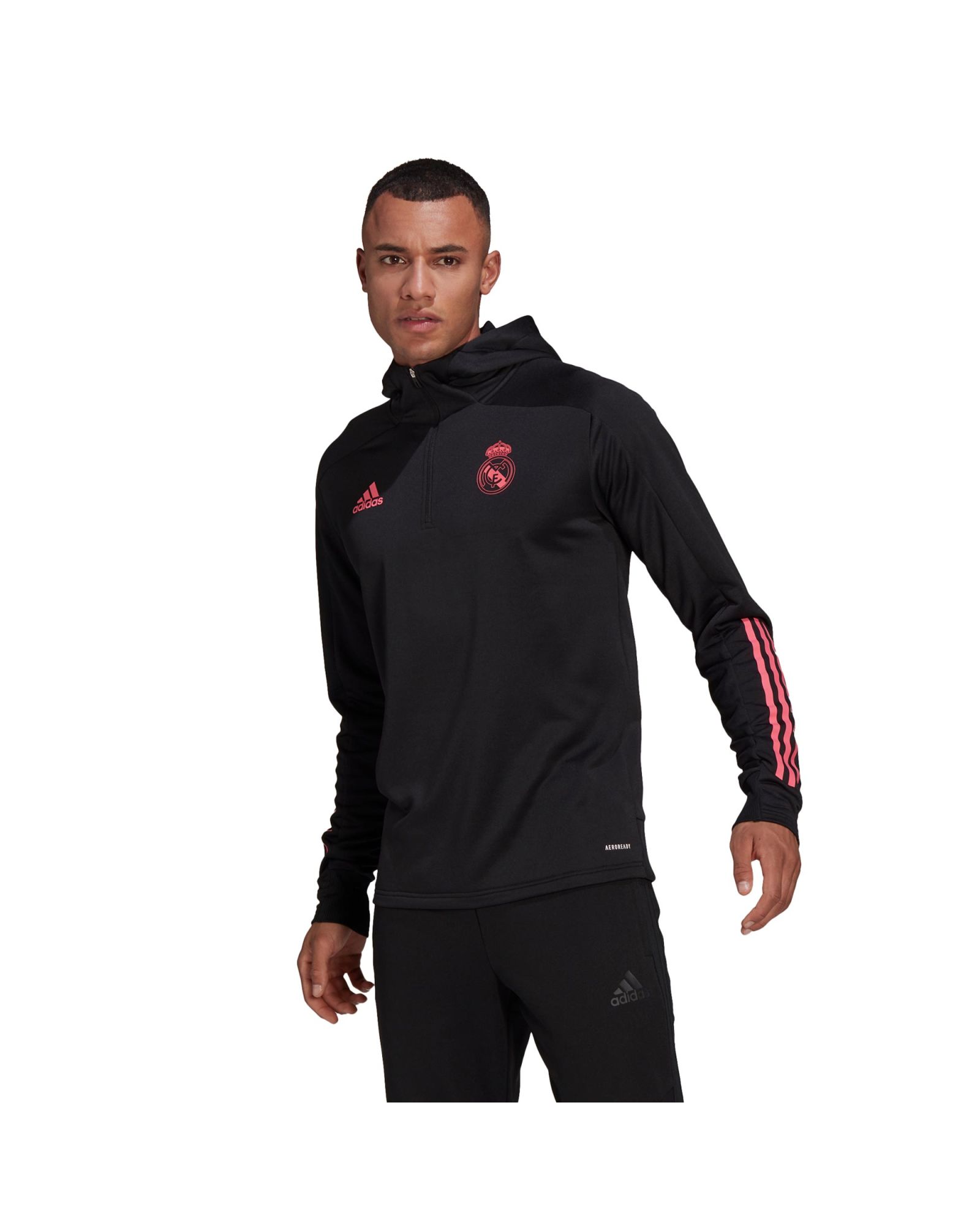 Sudadera negra con capucha y diseño del Real Madrid de adidas Football