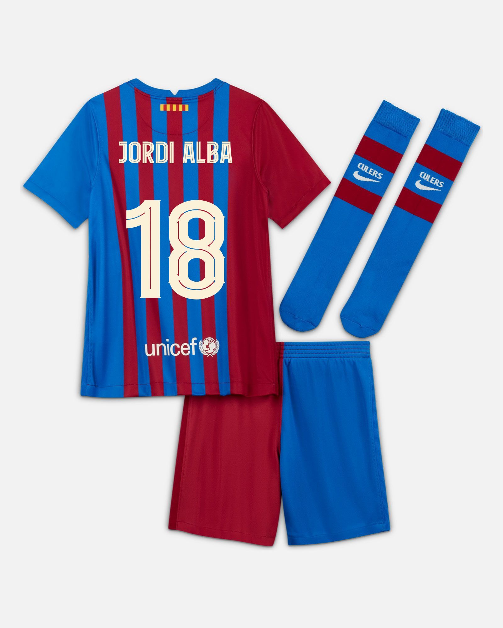 Miniconjunto 1ª FC Barcelona 2021/2022 Jordi Alba - Fútbol Factory