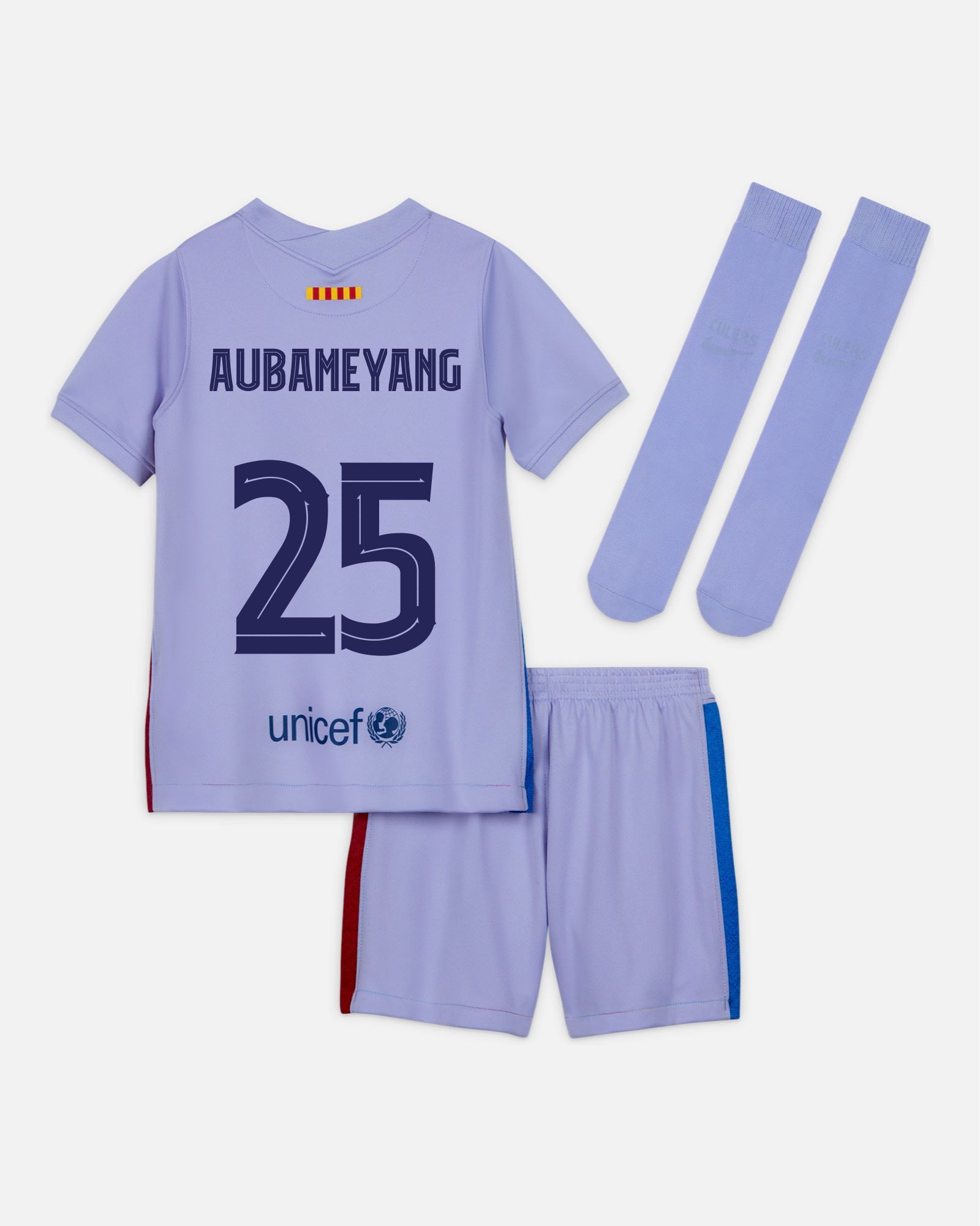 Conjunto 2ª FC Barcelona 2021/2022 Aubameyang para niño - Fútbol Factory