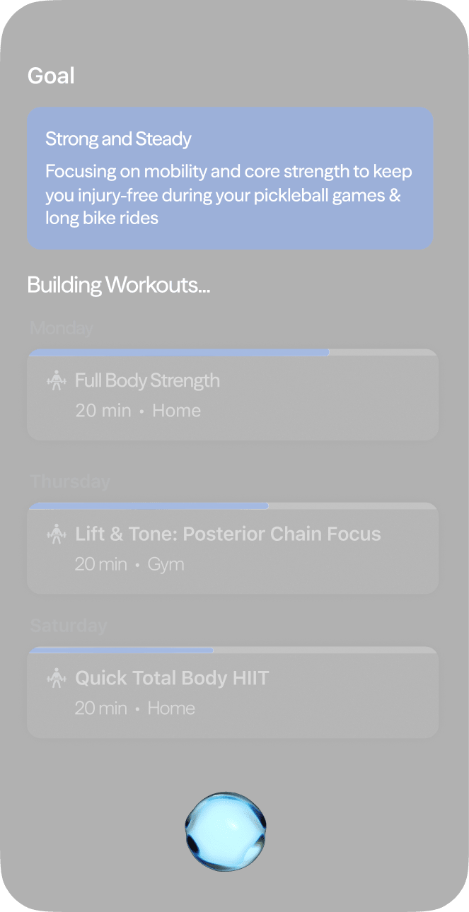 Personalized workout planning interface
