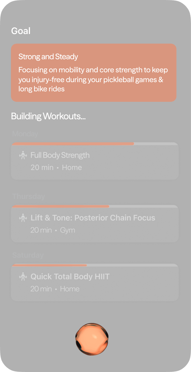 Personalized workout planning interface