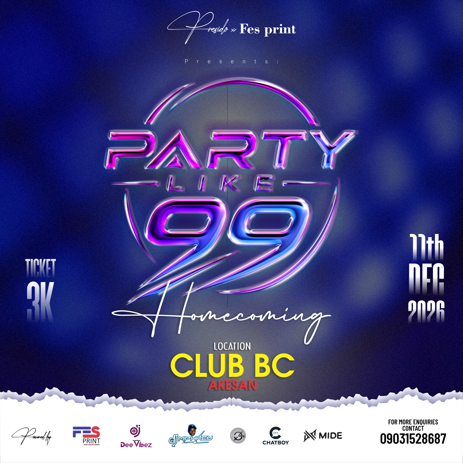 PARTY LIKE 99 event poster