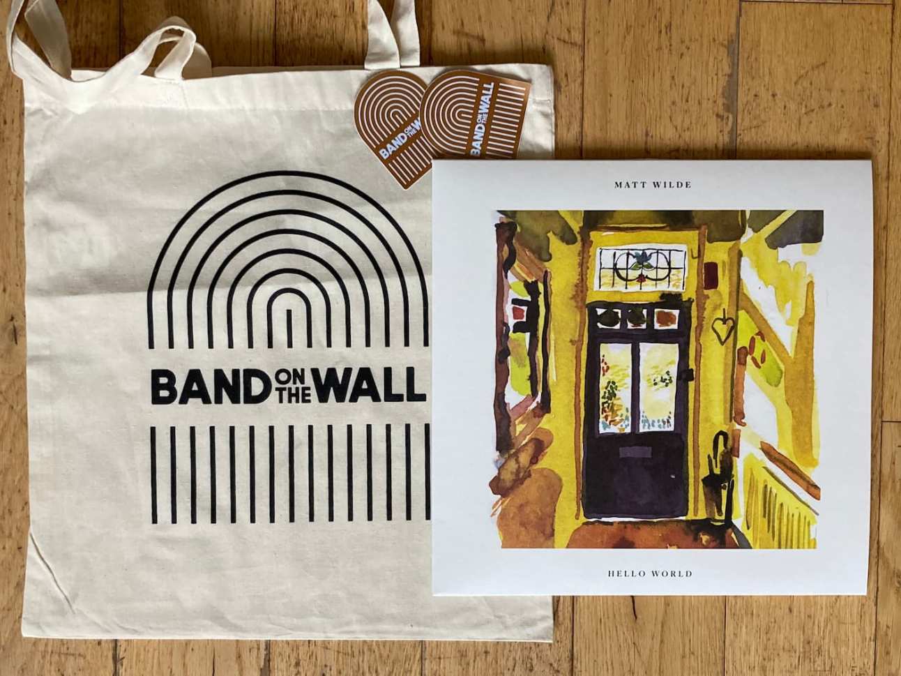 My copy of Matt Wilde’s new LP 'Hello World' plus the 'Band on the Wall' tote bag sent by the label