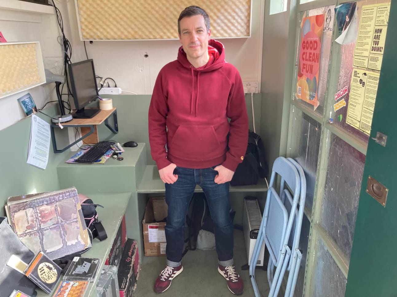 Laurence at the Clyde Built Radio studio in March 2023