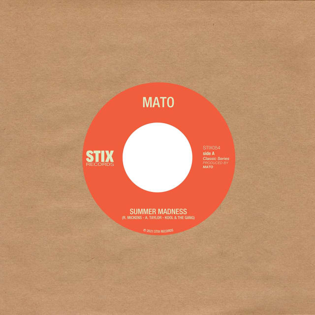 Side A of the 7-inch vinyl release of Mato’s “Summer Madness”.