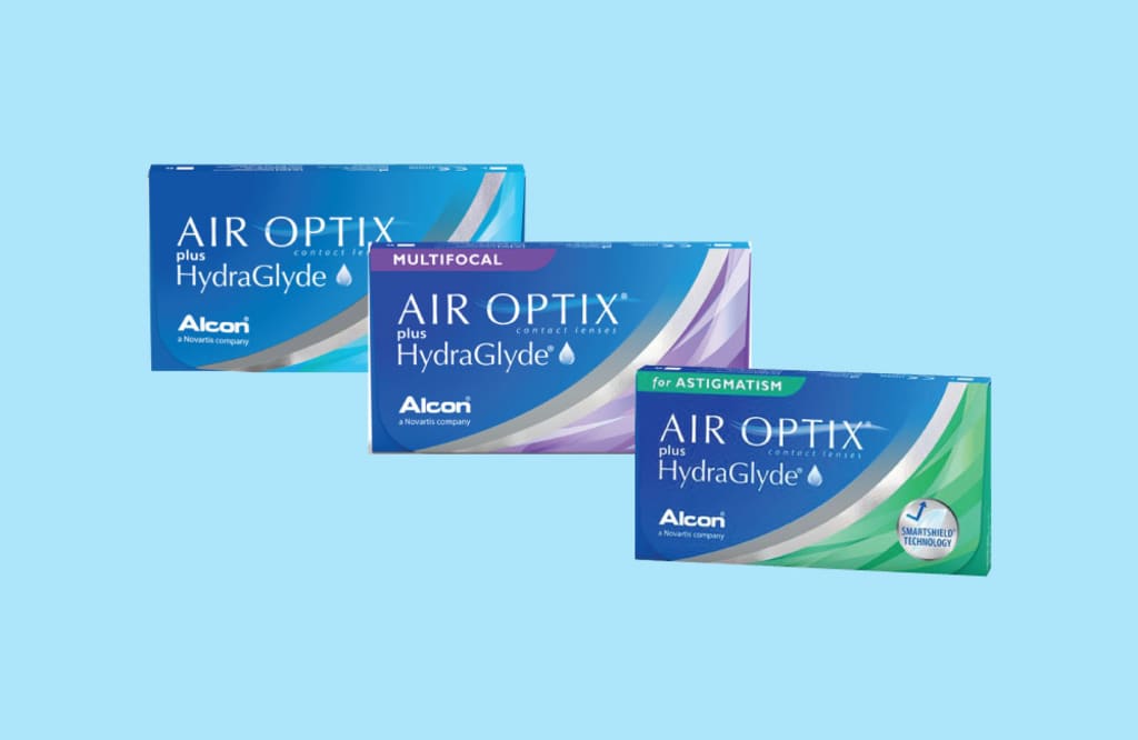 Air Optix contact lens boxes with rebate text