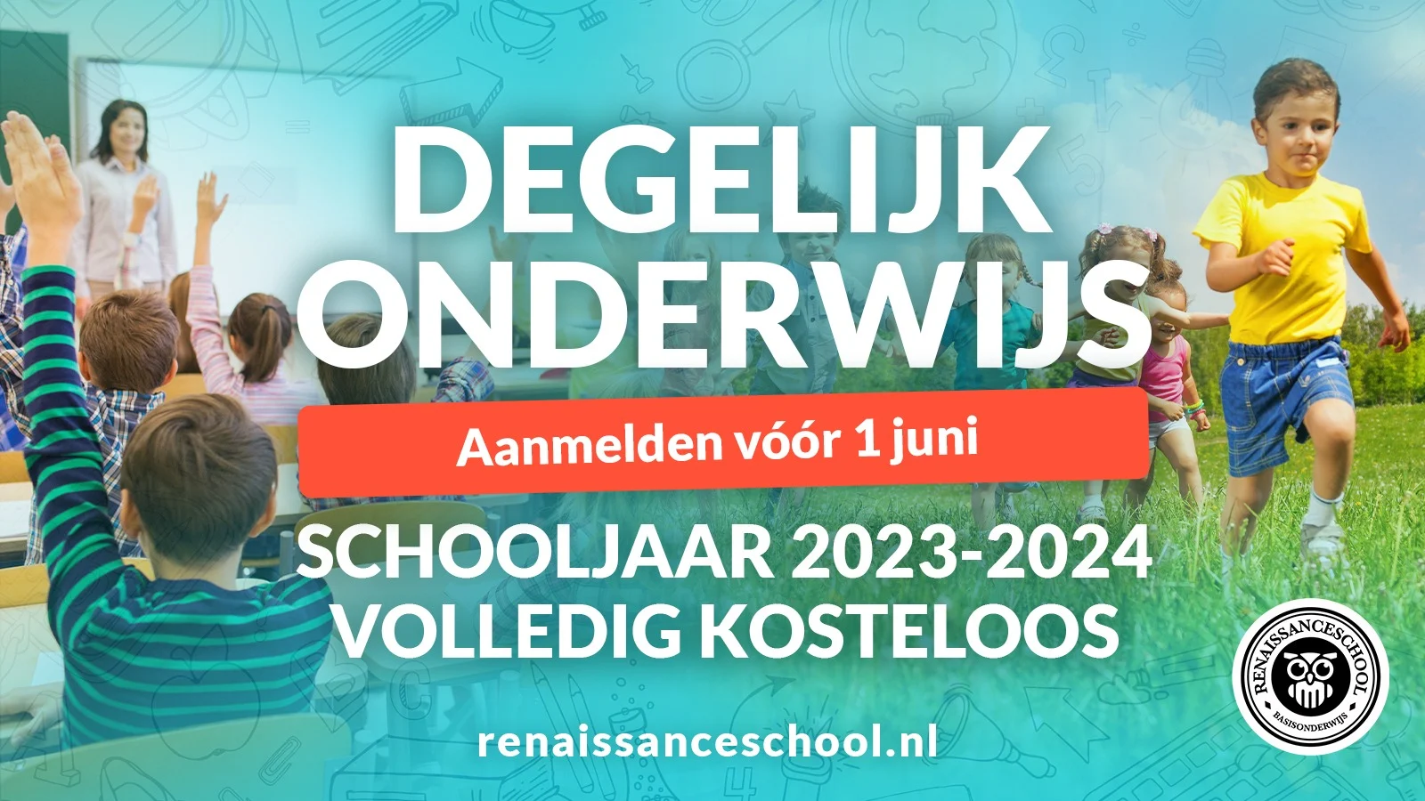 Renaissanceschool vindt sponsor: schooljaar 2023/2024 volledig gratis bij aanmelding vóór 1 juni