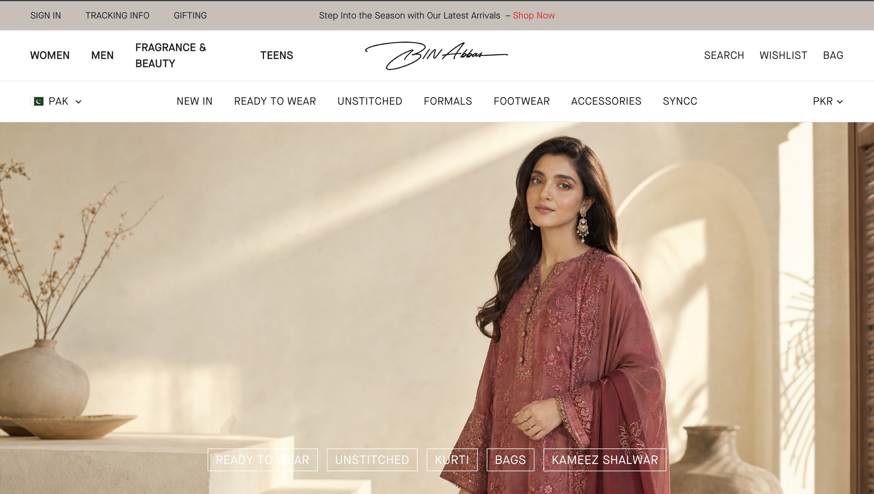 The Bin Abbas e-commerce storefront.