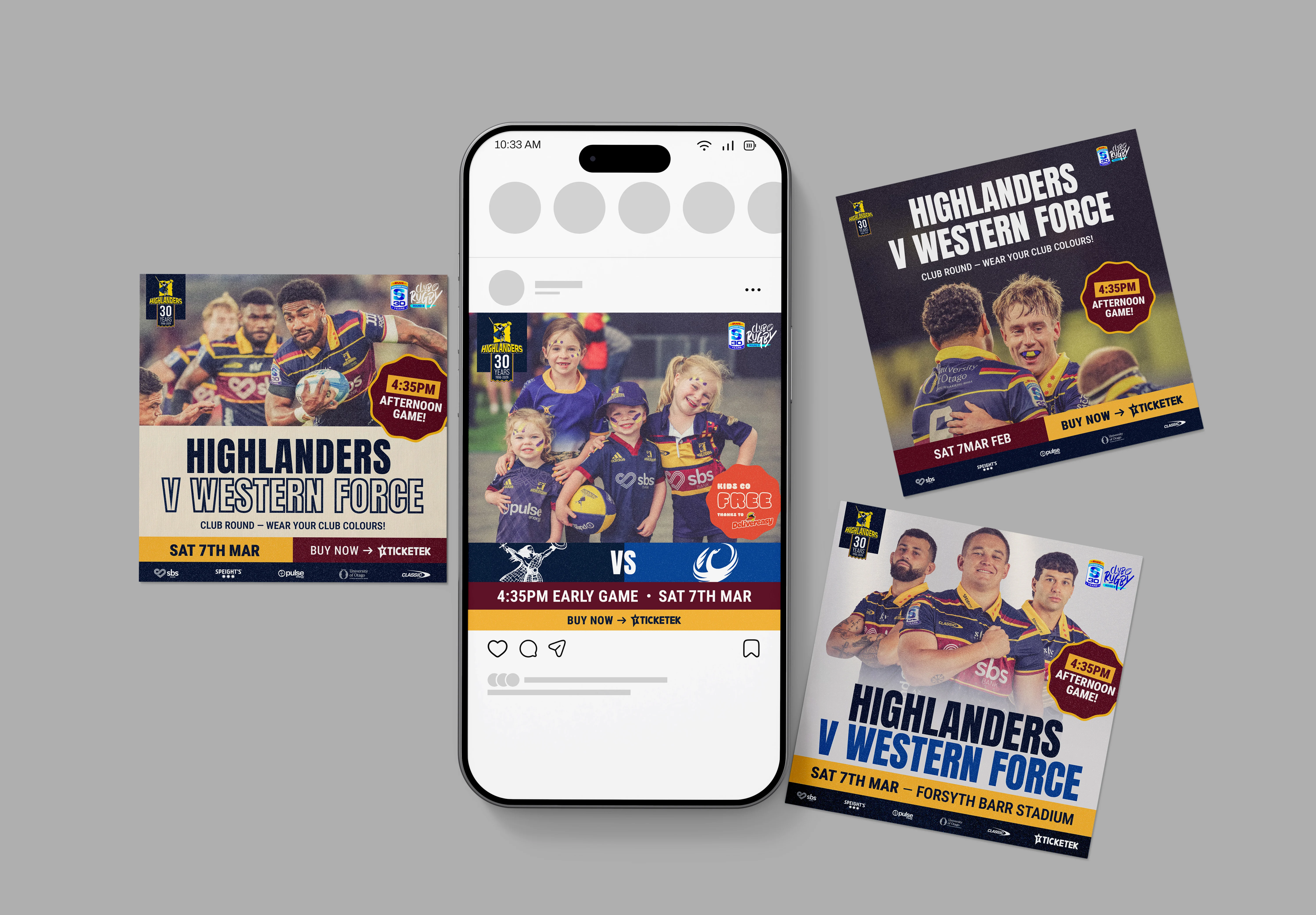 collection of social posts from the highlanders on mobile