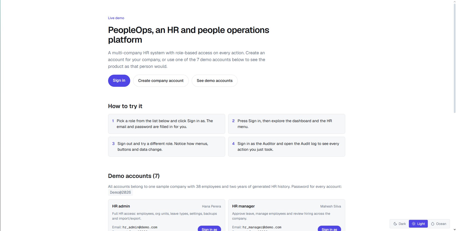 PeopleOps landing page