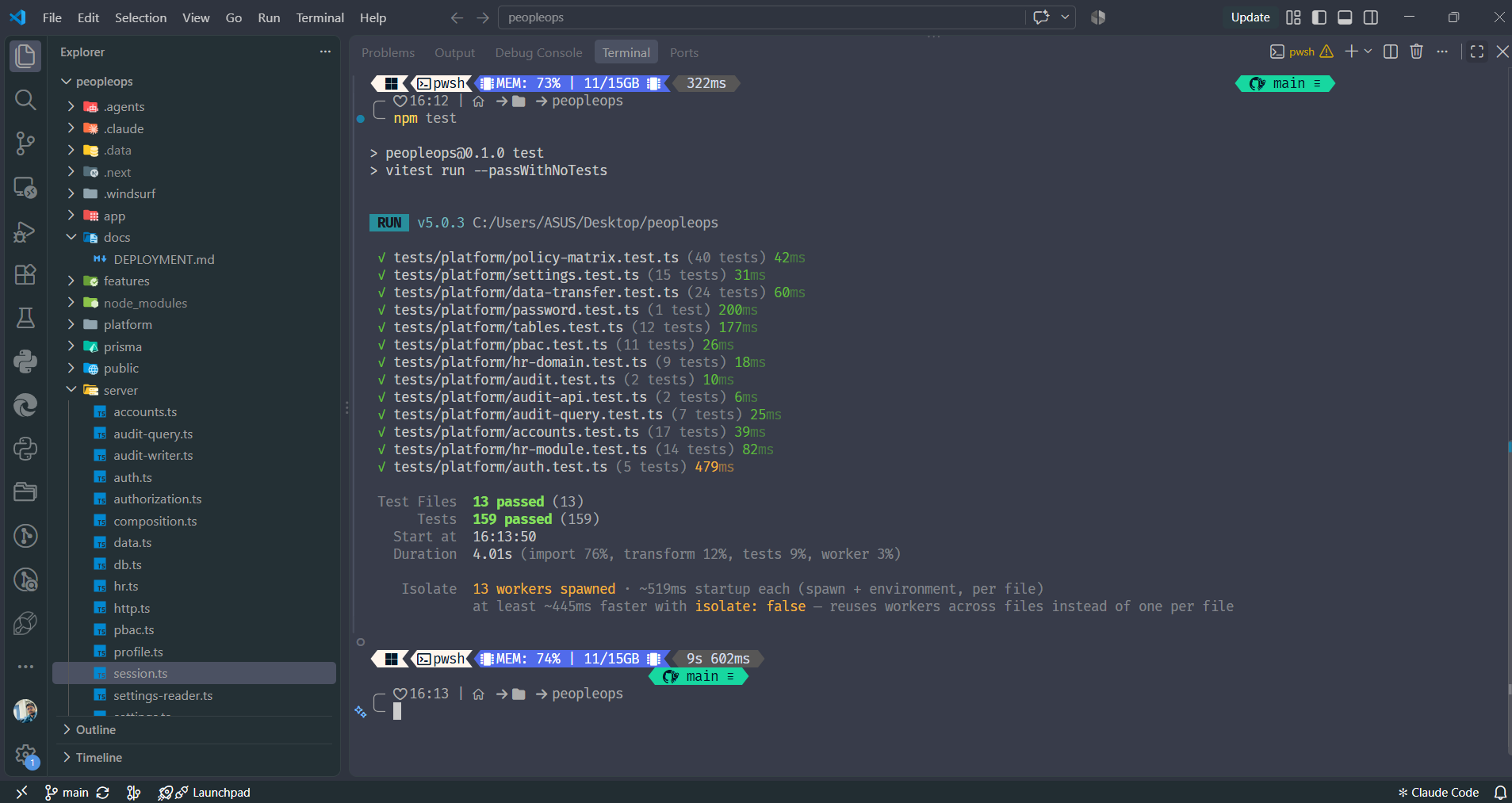 PeopleOps test output