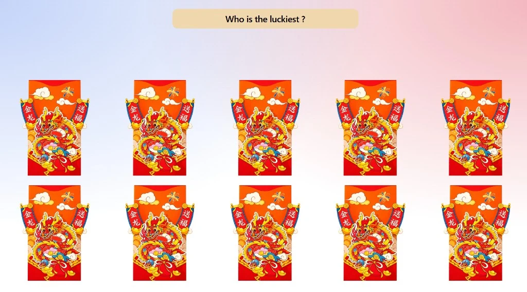 Grid of virtual holiday gift boxes for a family Christmas or winter break reveal game