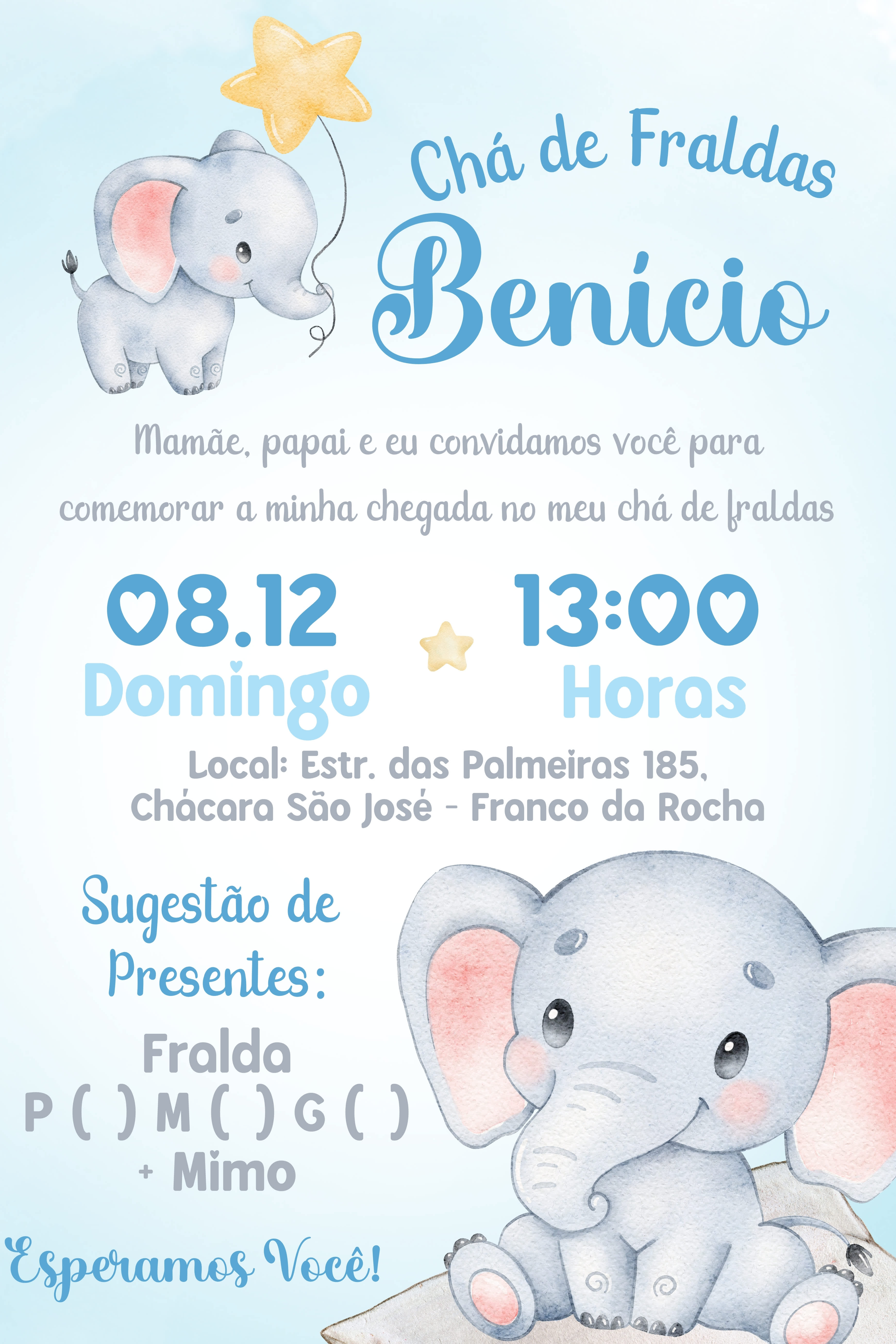 Convite Tradicional - Chá de bebê 1 