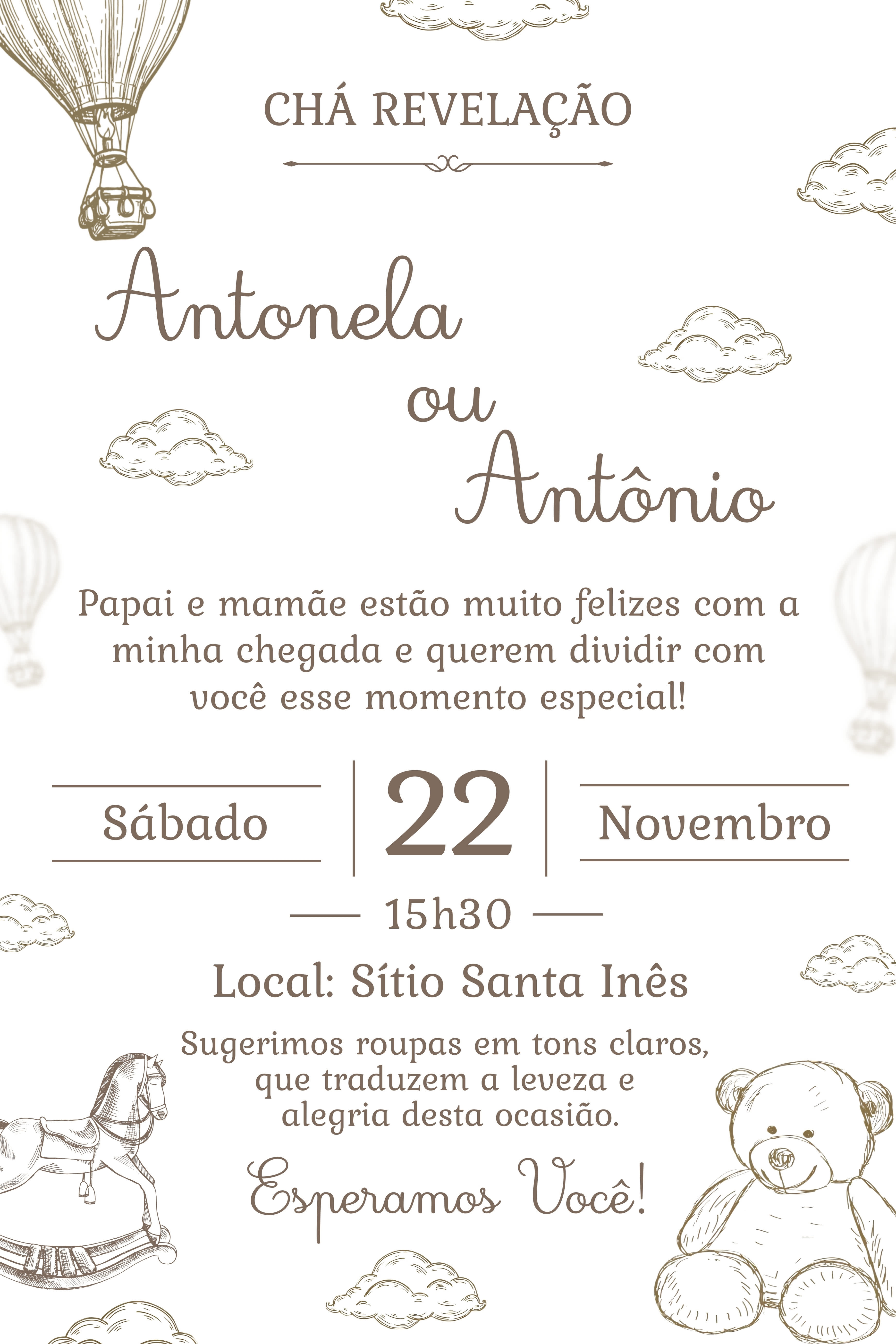 Convite Tradicional - Chá revelação begê 2