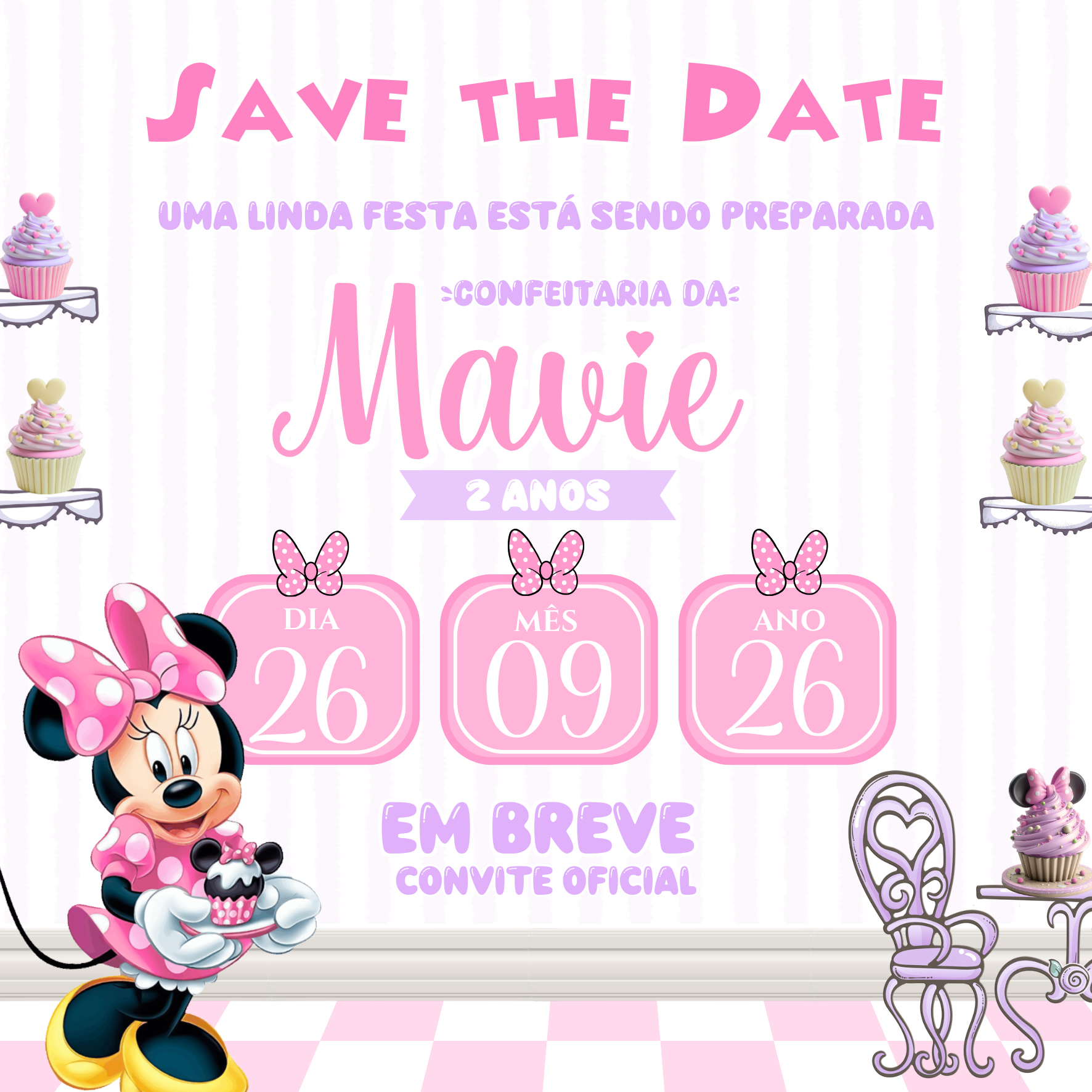 Save the date - Confeitaria da Minnie 