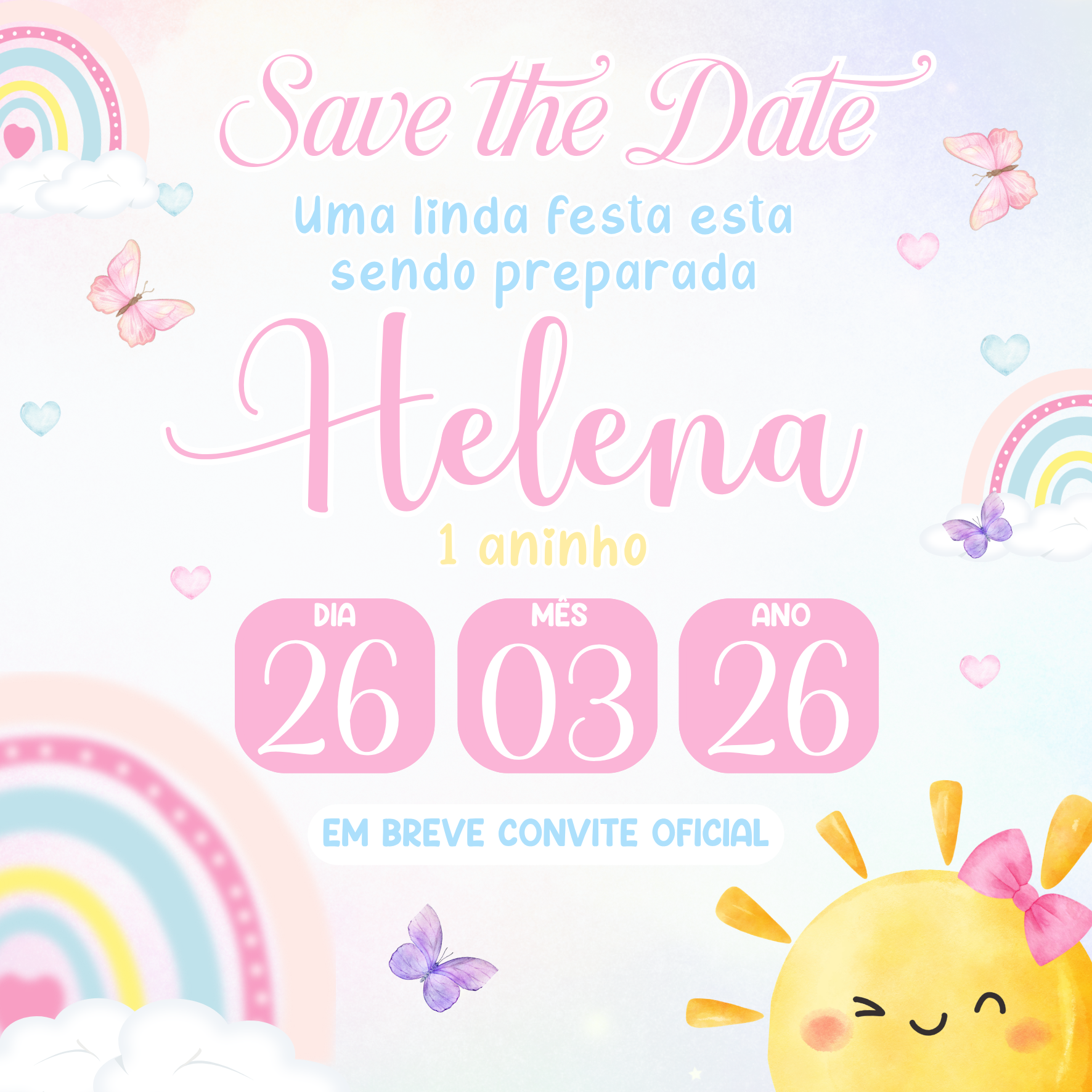 Save the date - Raio de sol menina