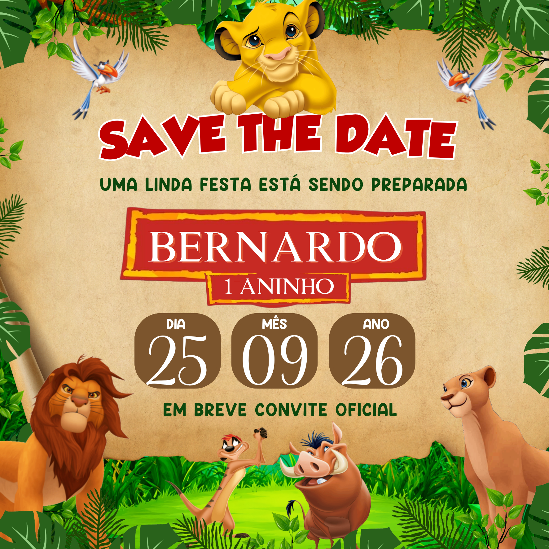 Save the date - Rei leão 