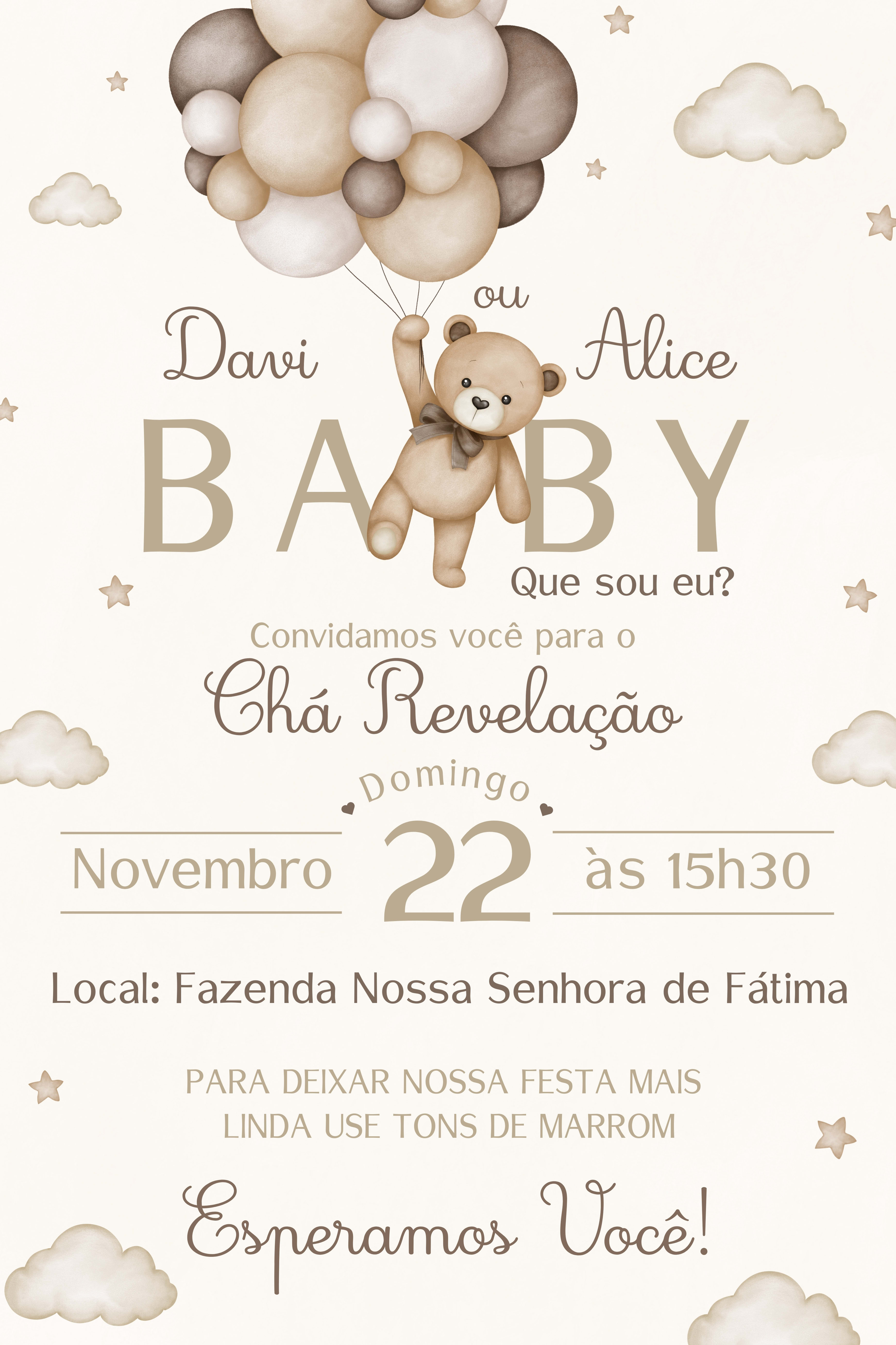 Convite Tradicional - Chá revelação begê 1 — imagem principal