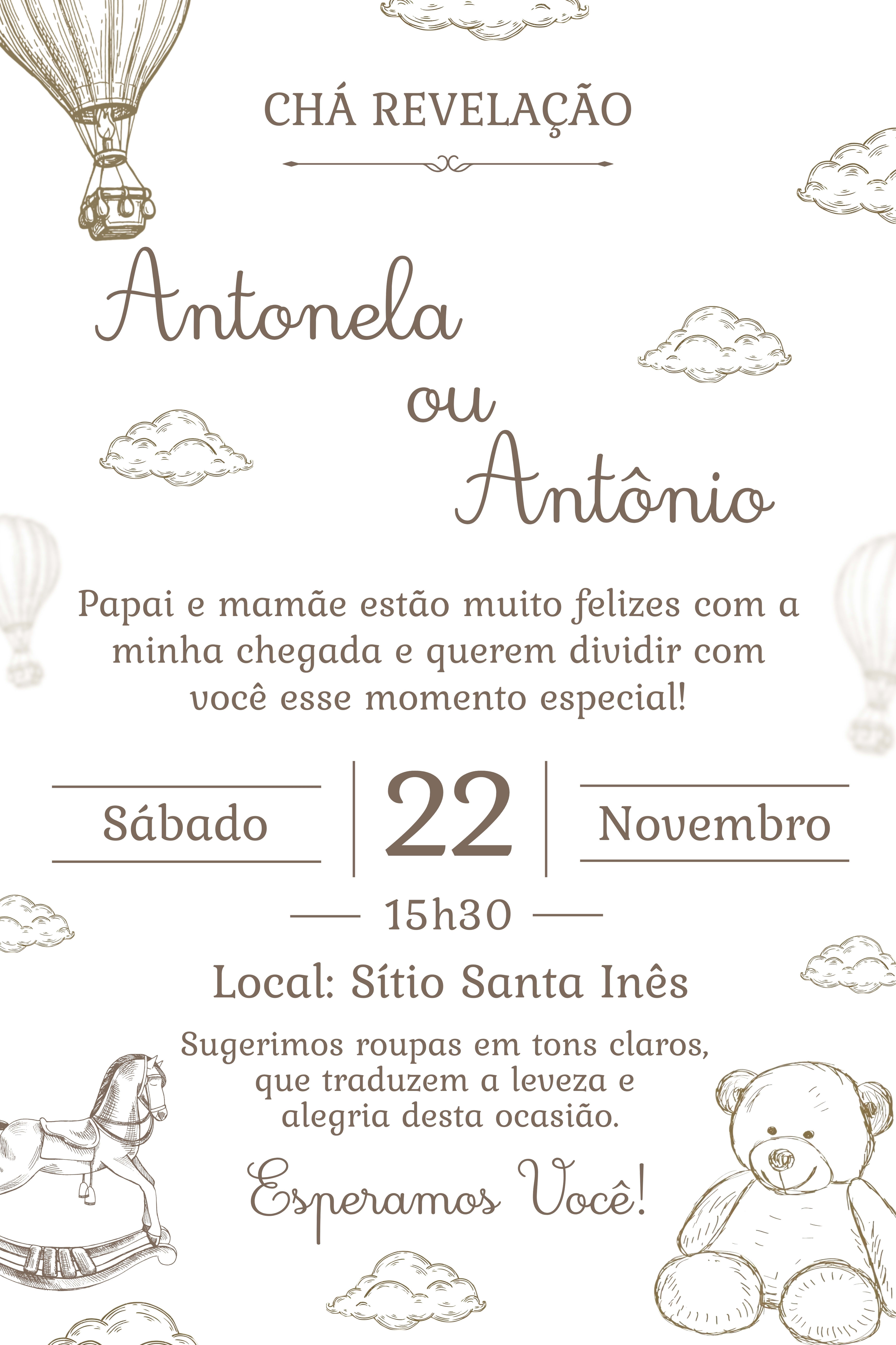 Convite Tradicional - Chá revelação begê 2 — imagem principal