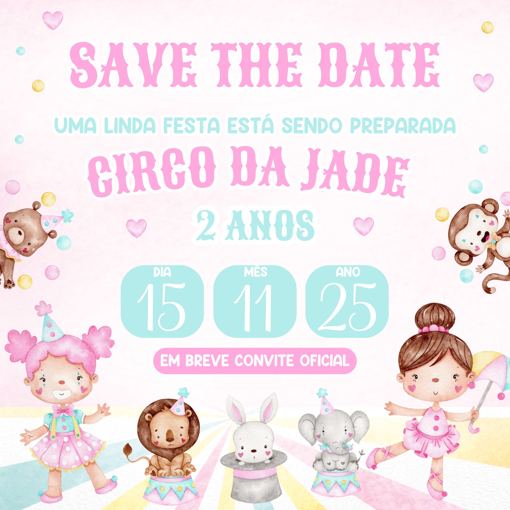Save the date - Circo rosa   — imagem principal