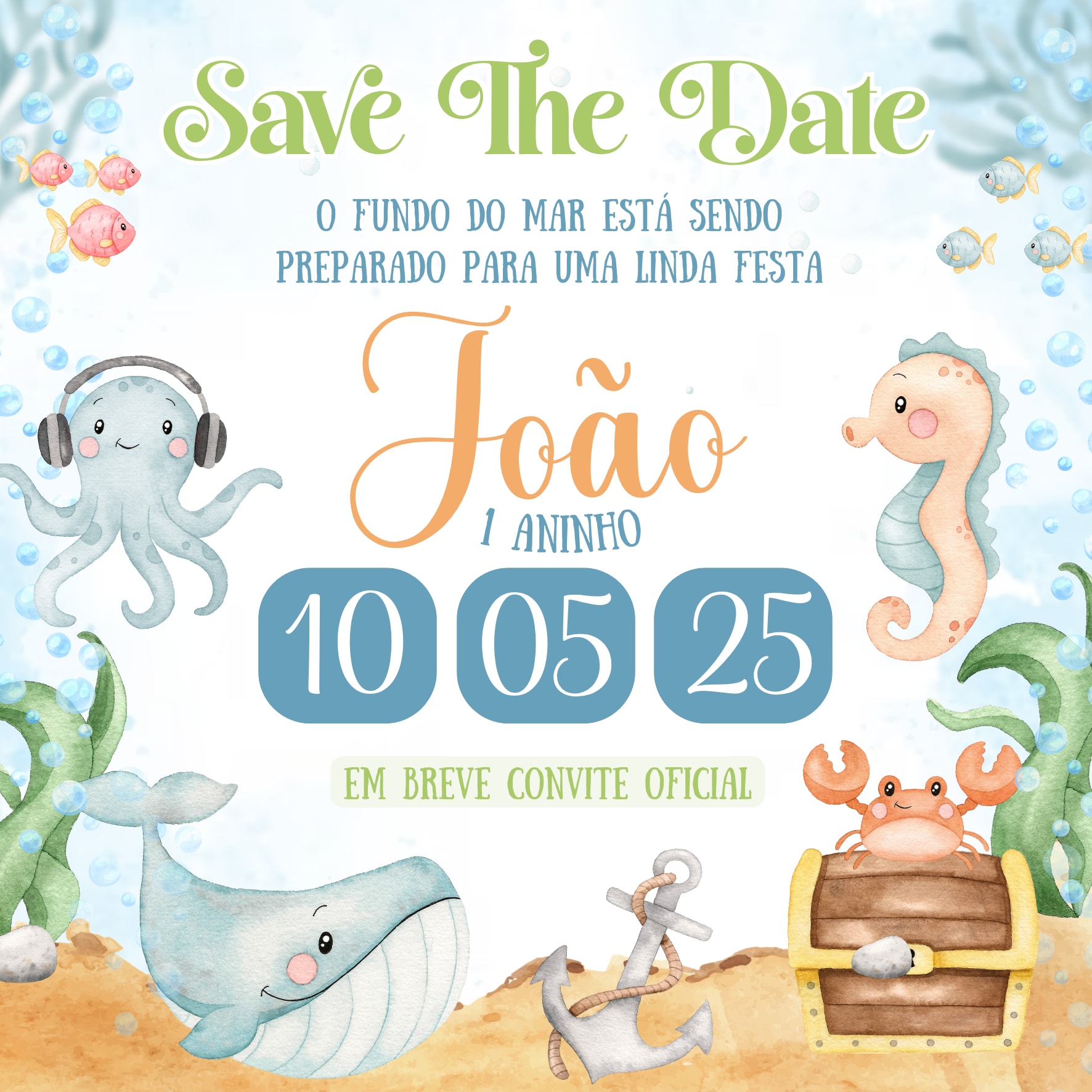 Save the date - Fundo do mar menino — imagem principal
