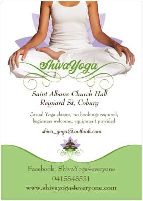 ShivaYoga, Coburg,  Thursday's @10.30 am and 7.00 pm