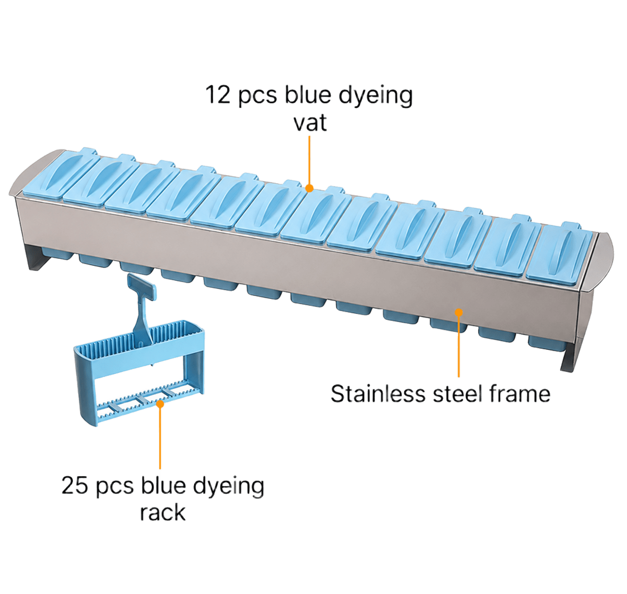 Manual Histology Staining Rack Set – 12 Station Stainless Steel Frame