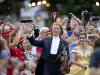 The King of Waltz Andre Rieu Waves to Crowd