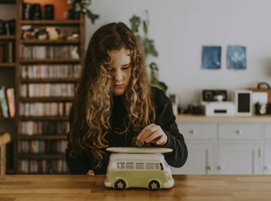 Girls with money box