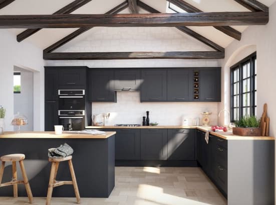 How To Design a Kitchen Dark Grey cupboards