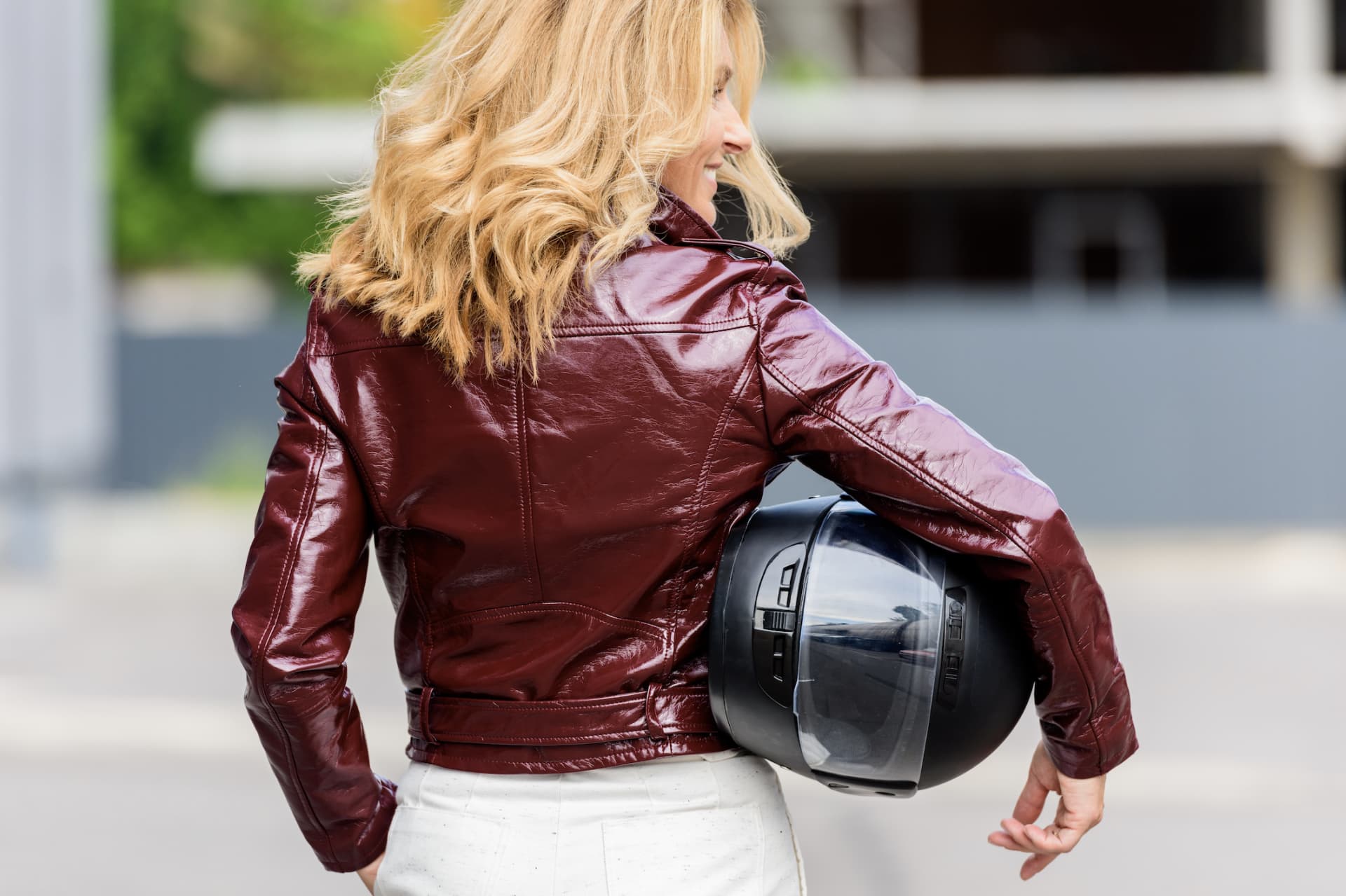 Shiny red cheap leather jacket