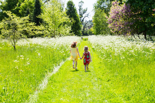 Waterperry Gardens Children Running on Grass