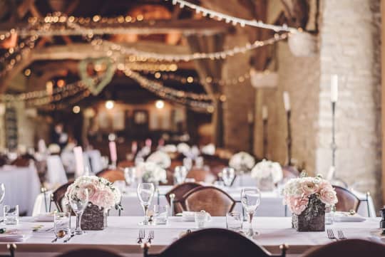 Tythe Barn Wedding Reception setting