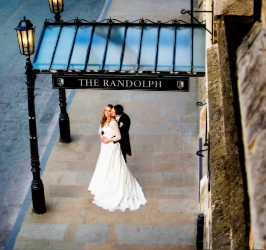 Macdonald Randolph Hotel Weddings Couple at Entrance